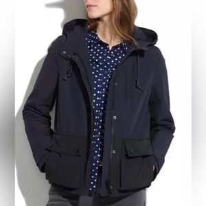 Madewell Anorak Blue Hood Fisherman All Weather Urban Jacket Quilted Lined XS